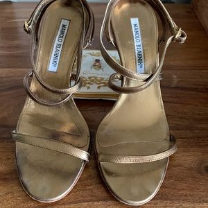 Manolo Blahnik Metallic Gold Sandals/Heels 5.5